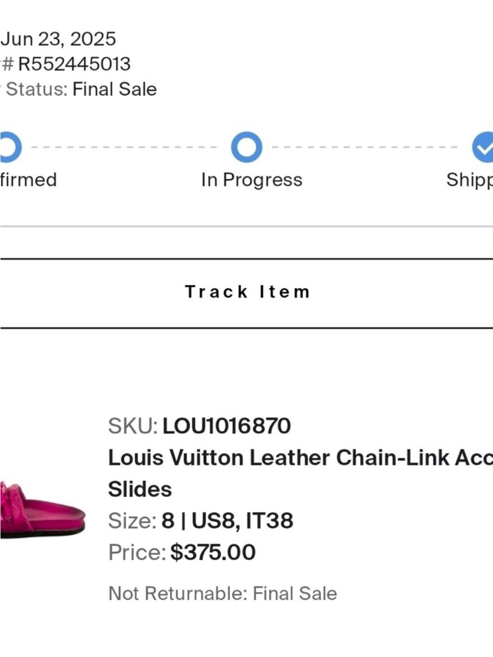 Louis Vuitton Hot Pink Chain-Link Slide Sandals - Picture 14 of 15